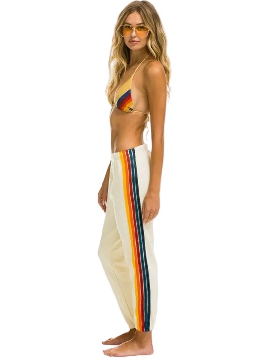 Aviator Nation Pants - Aviator Nation vintage white joggers Track Pants with Rainbow Side Stripe